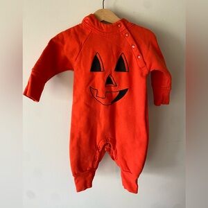 Vintage Talbots Kids Pumpkin One Piece Hooded Embroidered Outfit 6 Months 90’s